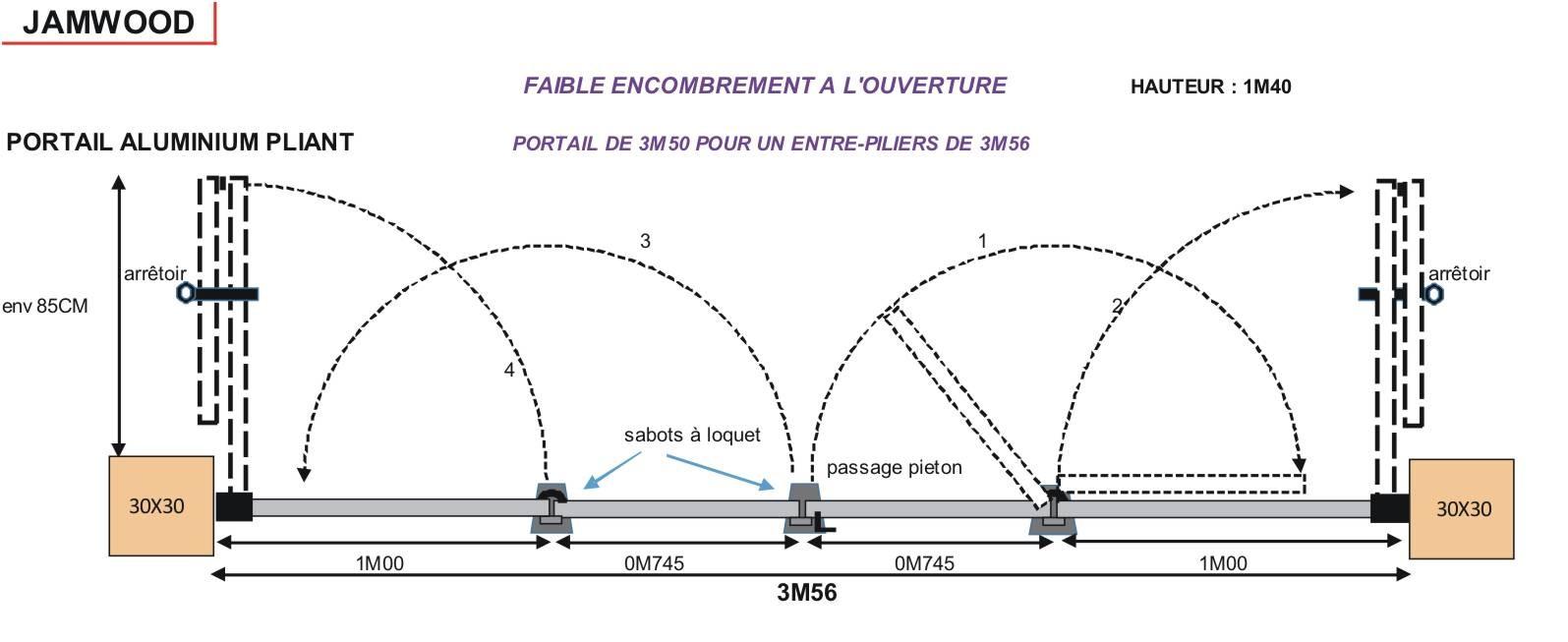 schema portail pliant dimensions portail rabatable