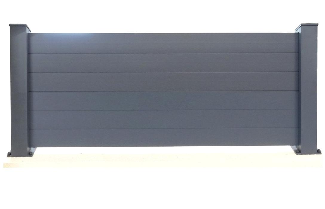 travée M06 Clôture lames pleine gris
